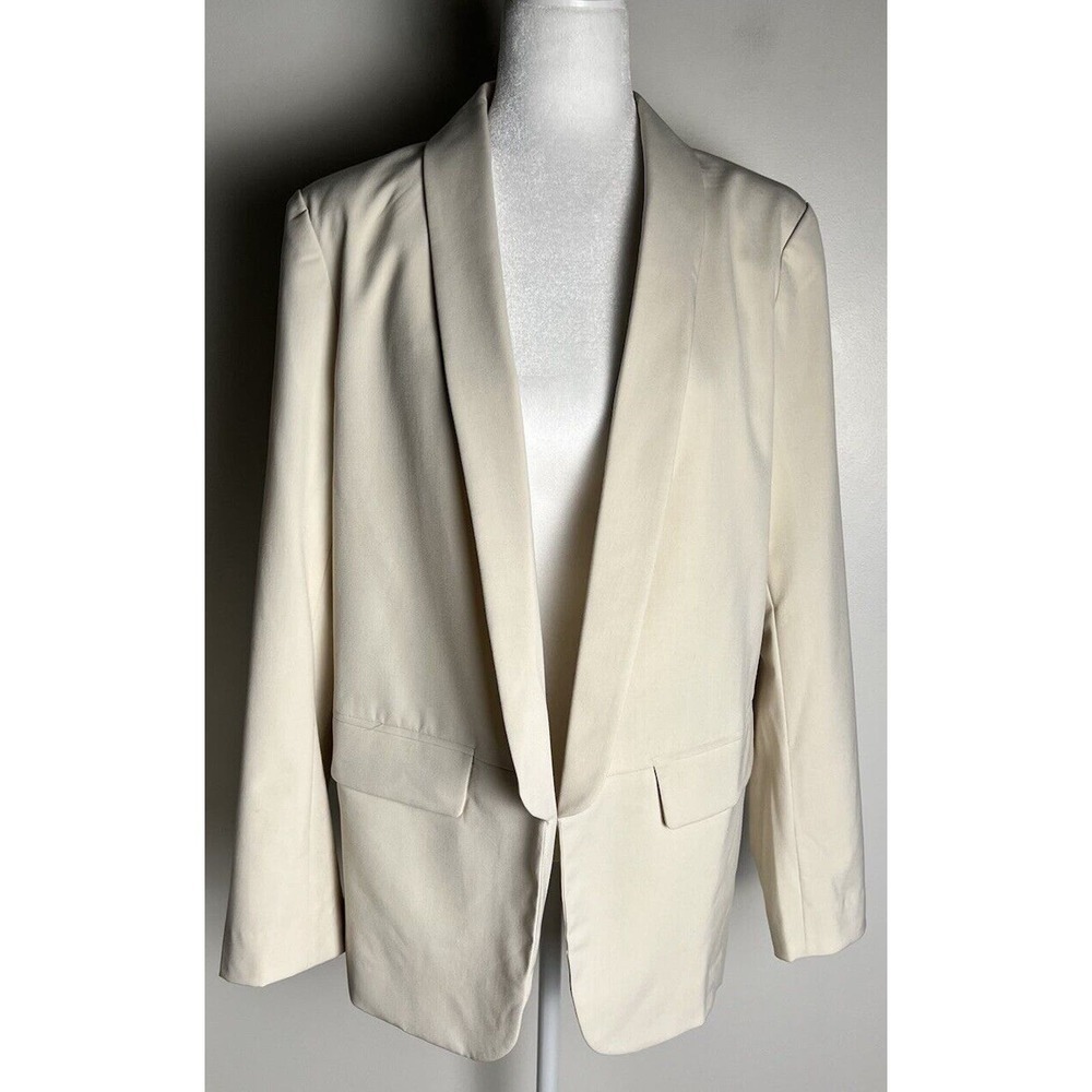 MOTF Womens Cream Open‎ Swing Stretch Blazer Jacket Sz L NWOT